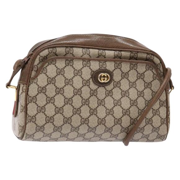 GUCCI GG Supreme Web Sherry Line Shoulder Bag Pvc Beige Gold - Picture 1 of 16